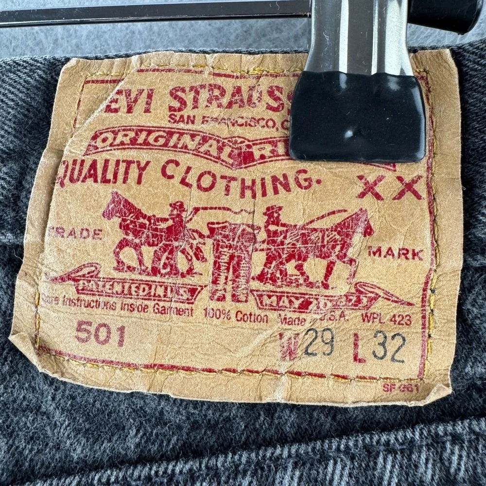 Vintage Levis Jeans Mens 29x32 (Fits 28x30) Black‎ 501 Straight 90s Made in USA
